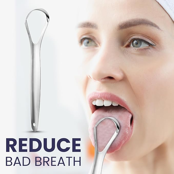 Recon Up Tongue Scraper For Adults 100% Stainless Steel, Tongue Cleaner Fresh Breath Care