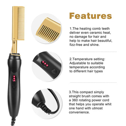 2-in-1 Electric Hot Comb Hair Straightener