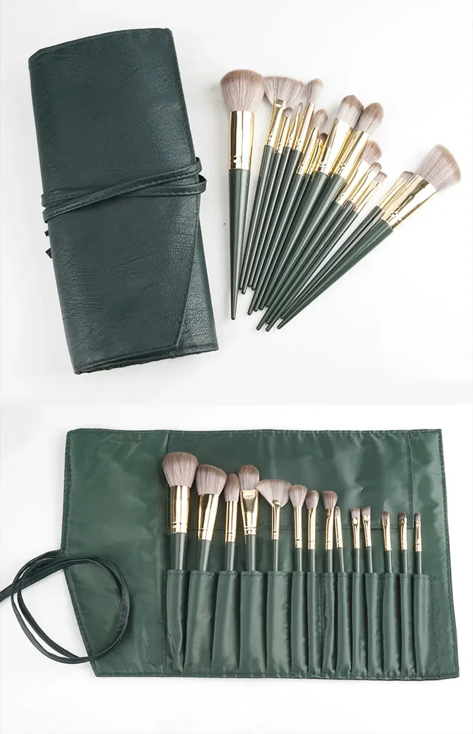 14-Piece Professional Makeup Brush Set with Leather Case