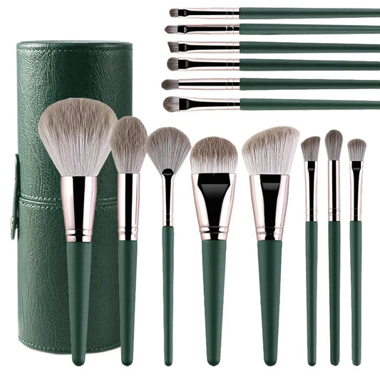 14-Piece Professional Makeup Brush Set with Leather Case