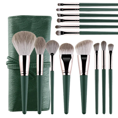 14-Piece Professional Makeup Brush Set with Leather Case