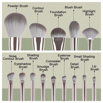 14-Piece Professional Makeup Brush Set with Leather Case