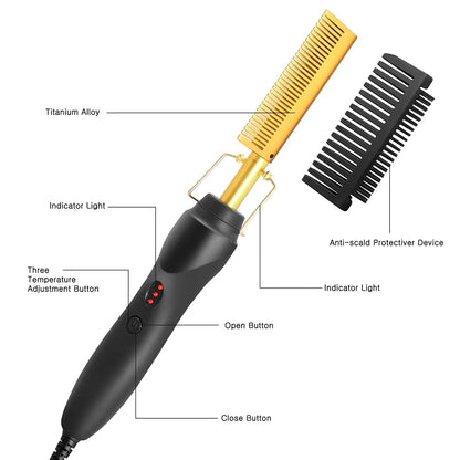 2-in-1 Electric Hot Comb Hair Straightener