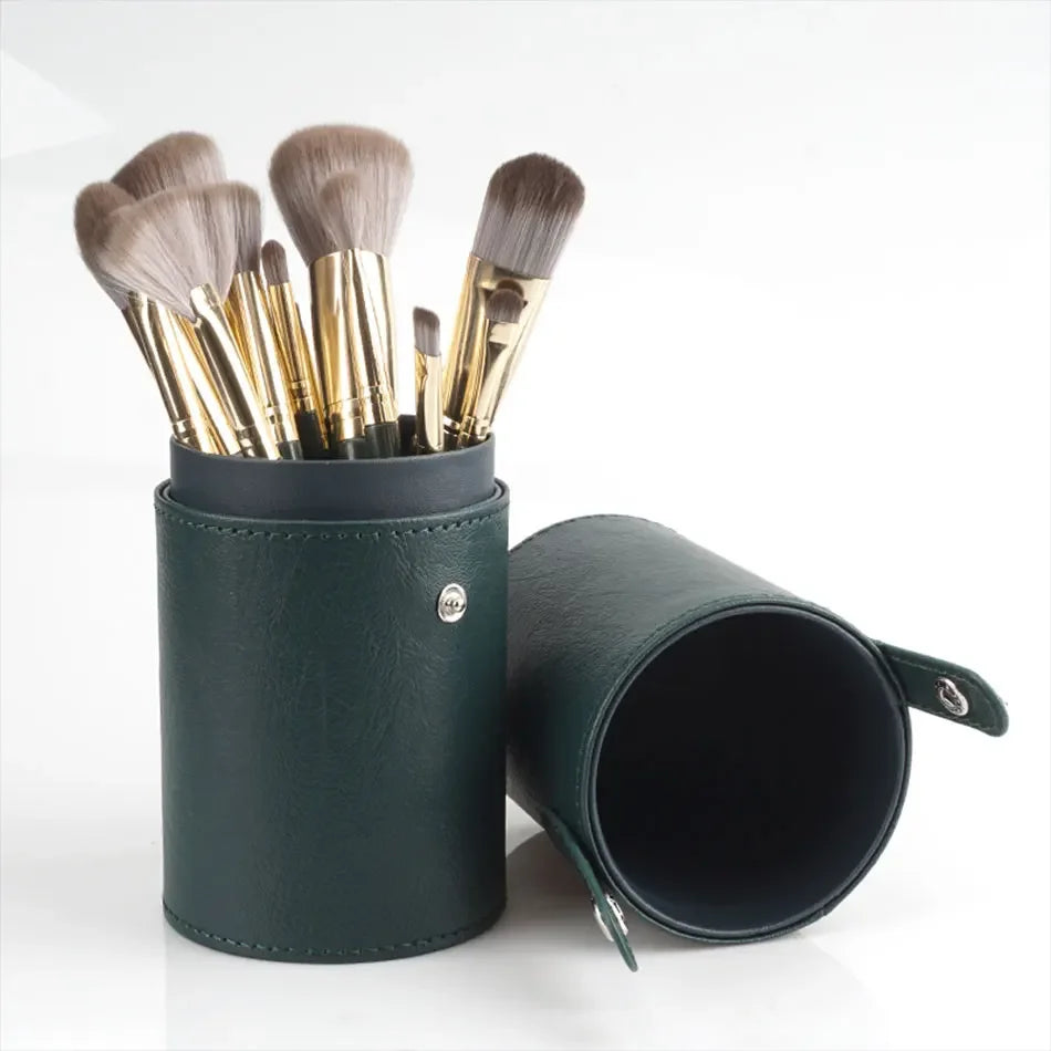 14-Piece Professional Makeup Brush Set with Leather Case